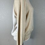 J. McLaughlin Womens Contrast Sweater Size XL Beige Gray Cotton Modal Elbow Patch Photo 5