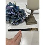 Like new! Black faux Leather Bracelet with‎ Gold Photo 3