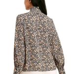 Nili Lotan X Target Floral Print Long Sleeve Pleated Blouse Size S Black Photo 1