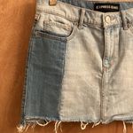EXPRESS  patch work distressed cut off style woman’s size 4 denim skirt Photo 2