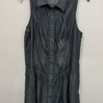 Free People Black Washed Denim Button up Distressed Dress- Size Medium Photo 2