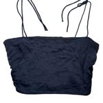 ZARA Black Satin Smocked Back Bandeau Crop Top Size Small Photo 0