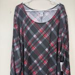 Catherines NWT  Red Black Plaid Long Sleeve Midi‎ Dress Size 5X Photo 3