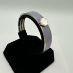 Henri Bendel  Lilac Enamel Hinged Bangle Bracelet Silver Toned Stripes Photo 1