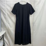 Vintage women's black scoop neck short sleeve casual modest kurta slit dress L Size L Photo 6