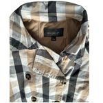 Ann Taylor  Medium Weekend Collection tan black cream Plaid Short Trench Coat Photo 9