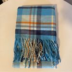Cashmere Blue Plaid Fringe Scarf Made in Scotland 66 x 11.5 Photo 1