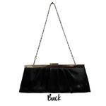 Jessica McClintock  Black Pleated Satin Convertible Clutch Shoulder Bag Photo 2