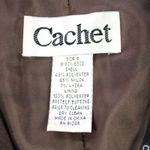 Cachet Womens 8 Satin Metallic Blazer Jacket Ruffled Preppy Edgy Whimsygoth Brown Photo 7