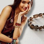 Free People Ariana Ost Crystal Stone Chunky Bracelet Smoky Quartz Bohemian Photo 0