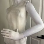 Veronica Beard  Cream Ribbed Sleeveless Tank Top Photo 1