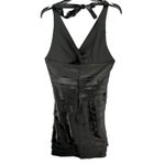 Scarlett Nite Y2K Halter Dress 14 Black Satin Tiered Ruffled Cocktail Retro HOCO Photo 5