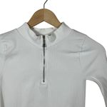 Free People Movement Slay Ribbed Quarter Zip Bodycon Top in White Size M/L Photo 2