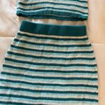 Wild Fable Striped Teal and White Knit Two-Piece Set Photo 2