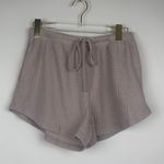 Ekouaer  Beige Ribbed Knit Set Short Sleeve Top Shorts Sleepwear Lounge Size M Photo 1