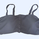 Aerie ‎ Bandeau Ribbed Button Front Gray Lounge Bra XL Bralette Comfy Adjustable Photo 0