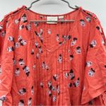 Anthropologie  Maeve Maya Orange Multi Floral Flutter Sleeve‎ Top Sz 8 Photo 3