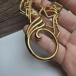 Signed JJ Lady Holding Clutch In A Hat Rhinestone Brooch Pin Gold Tone Large Photo 5