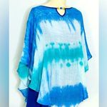 kim rogers Curvy Blue and Green Tie Dye Flowy Boho Blouse size 3X Photo 0