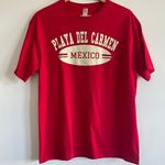 Vintage Playa Del Carmen Mexico Red Shirt Sleeve Crewneck T Photo 1