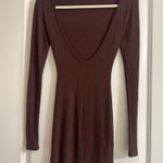 Naked Wardrobe  brown midi open back dress long sleeves size small Photo 0