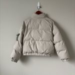 Cream & Green Puffer Jacket Gray Size M Photo 4