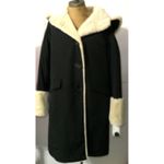 NWT $595 Jane Post S Womens Pile Lined Storm Coat Black Stone Tan Hood Faux Fur Photo 4