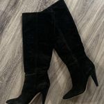 Veronica Beard Sanzi Knee Slouchy Leather Stacked Heel Black Suede Boots 6 Photo 1