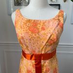 Vintage 60s 70s Orange Yellow Garden Party Chiffon Floral Gown Long Dress 4 6 S Photo 2