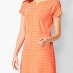 Talbots T By  Orange Striped Textured Terry Cloth Knee Length Shirt Dress Size S Photo 0