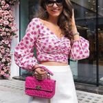 ZARA Ruched Floral Crop Top Photo 0