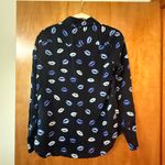 ZARA  Blue Lips Viscose Button Up Shirt Top Blouse All-Over Print NWT Size Small Photo 10