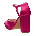 French Connection Women's Platform Peep Toe Pumps NEW Bright pink satin Size 11 Photo 2