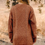 GRACE LILLY Cable Knit Drop Shoulder Loose Fit Sweater Dress Brown Photo 2