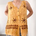 Vintage Embroidered Yellow Boho Tank Top Size M Photo 2