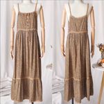 Boutique Saphari Tan/Black Leopard Print Boho Tie Waist Maxi Dress Photo 5