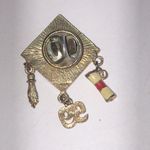 99 Black Enamel Graduation Cap Brooch with Charms Photo 3