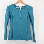 Sundance Long Sleeve Henley Knit Top Teal Blue Women's Small Cotton Silk Blend Photo 1
