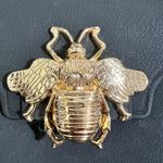 Black Rubber Crossbody North South Bag Golden Bee Accent Studded Mini Purse Photo 7