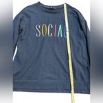 Wildfox  Navy Blue "SOCIAL" Graphic Sweatshirt Pullover Cozy Lounge Top sz M Photo 5