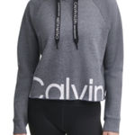 Calvin Klein Performance Logo Cropped Hoodie In Black Heather Photo 0