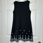 Vintage Jalate Black Sleeveless Dress Floral Border Mini Casual Party Medium Photo 1