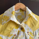 Handmade Vintage Yellow Floral Western Style Button Down Shirt | Small Photo 2
