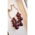 Chunky Maroon Beaded Bib Statement Necklace With Gold Photo 2
