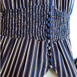 Hollister Navy Blue Striped Wide Leg Side Pockets Jumpsuit ~ Women's Size MEDIUM Photo 1