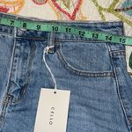 Cello  women's medium denim mini skirt distressed edges light blue zip & button Photo 4