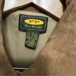 Free People  VTG Camel Suede Snap Button Long Trench Jacket Boho Western Large Photo 3