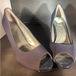 Bandolino Banolino Womens‎ Navy Blue Fabric Peep Toe High Heel Pumps Photo 0