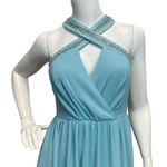 Lulus  Women’s XS Beaded Twist Front Prom Blue Bridesmaid Chiffon Maxi Dress Photo 2
