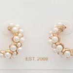 Gold Pearl Bead Open Circle Earring Photo 0